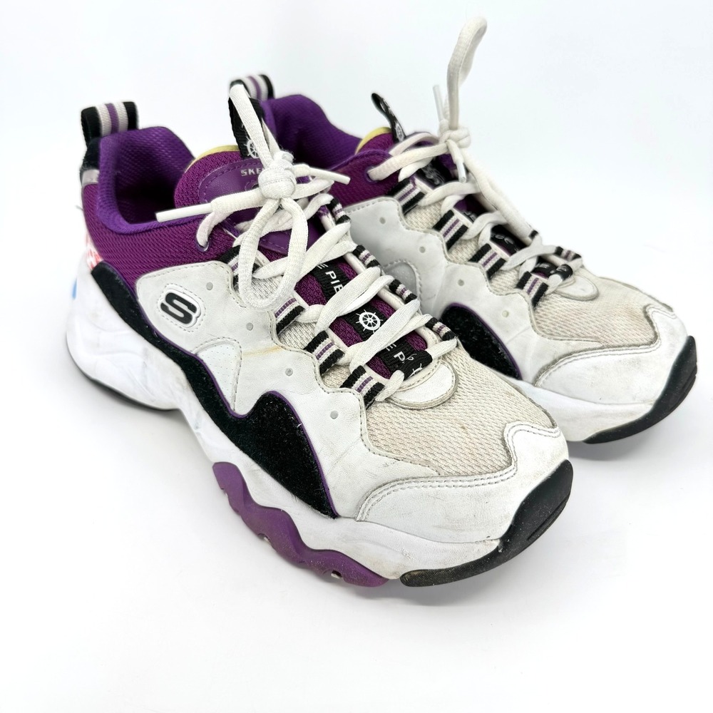 Skechers D'Lites One Piece Trafalgar Law Sneakers Womens 7.5 White Purple 13375